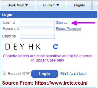 irctc account create registration signup login