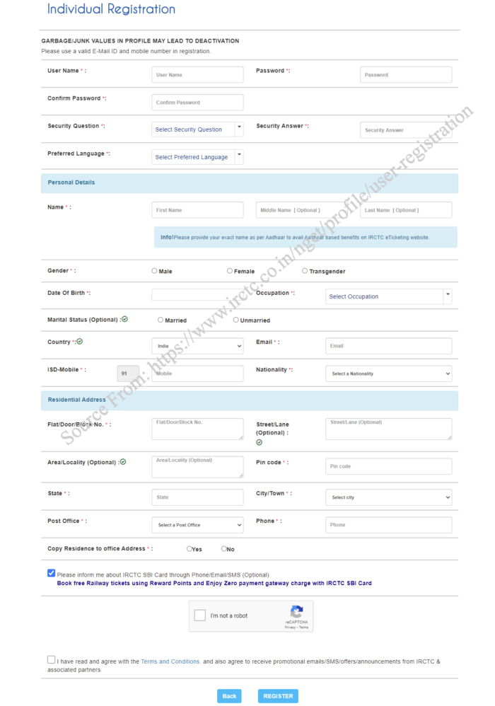 IRCTC New account