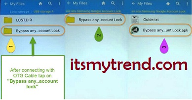 FRP lock with FRP bypass App with OTG cable 3