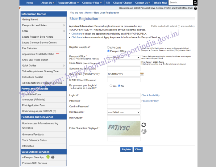 India Passport Slot Booking