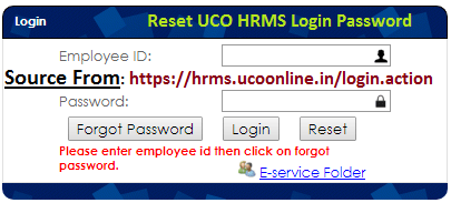 Reset UCO HRMS password uco hrms password reset