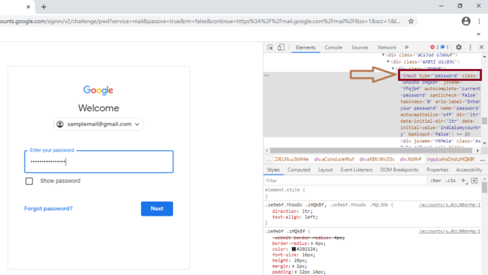 See Password using Inspect Element
