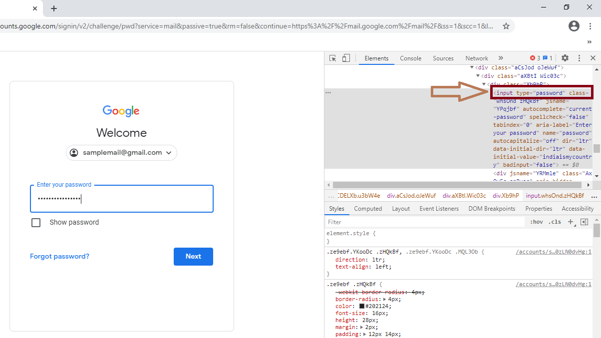 inspect element chrome to find location of photo