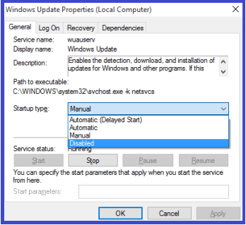 Disable Windows Update in Windows 10