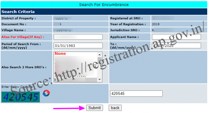 Andhra Pradesh Encumbrance Certificate