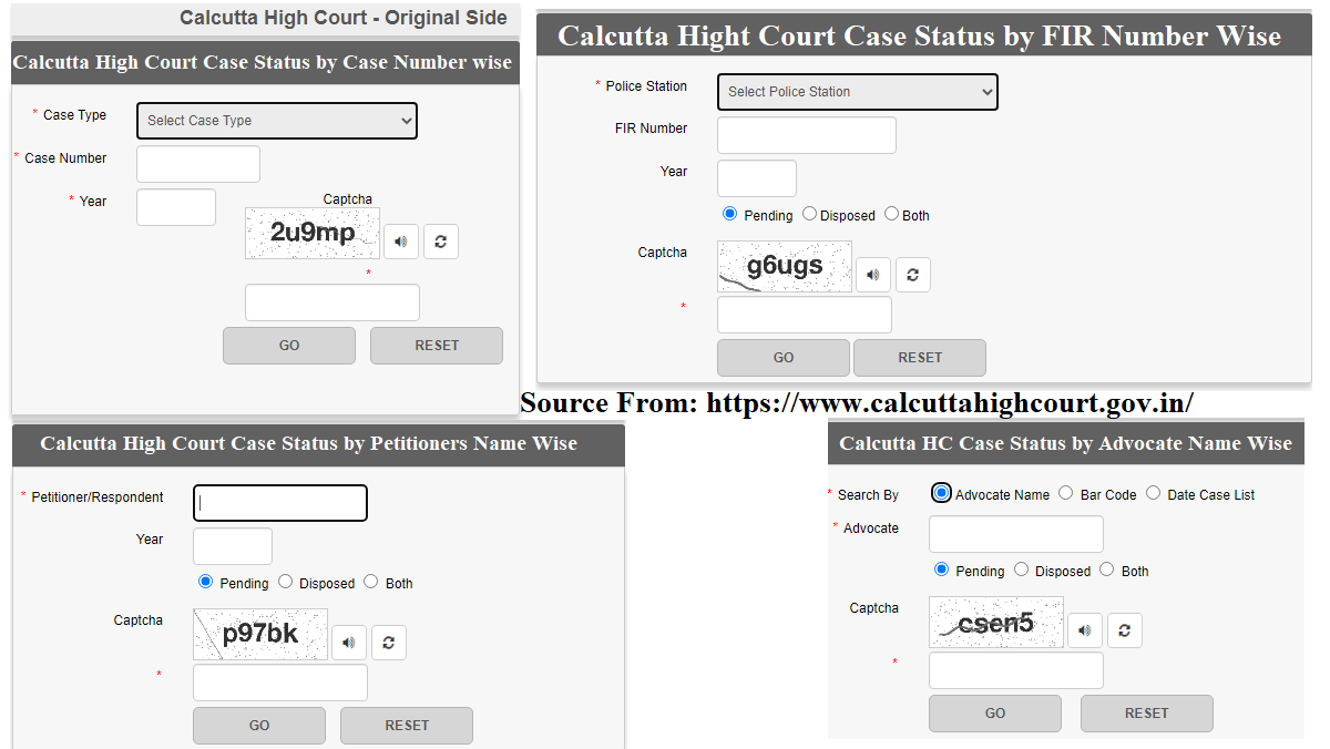 Calcutta High Court Case Status By Case Number Advocate Name Party